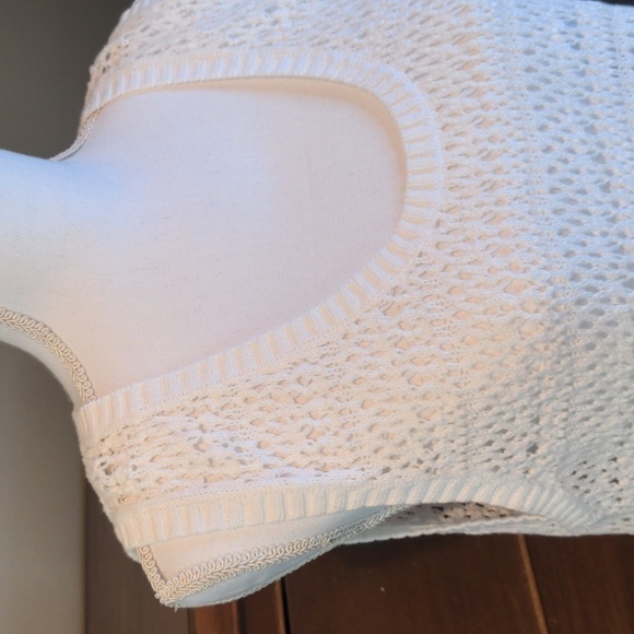 BASS 🌞 Sweater TANK White Crocheted Summer Minimalist Sweater SZ XXL - Picture 2 of 10